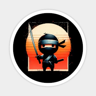 Midnight Warrior Little Ninja Warrior Graphic Tee | Cartoon Urban Ninja Magnet